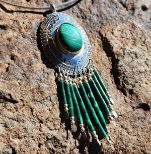 Sterling Silver Malachite Fringe NECKLACE